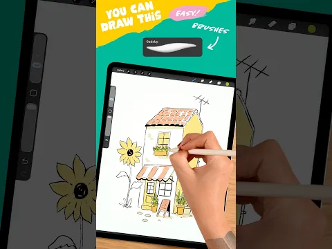 This cute little shop illustration is easier than it looks! 🏠 #artwithflo #youcandrawthis