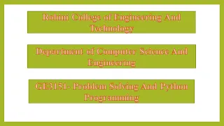 GE3151 - Problem Solving And Python Programming Algorithms