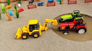 The Tractor Is Stuck In Deep Mud 😯🔥 Mahindra 585 DI Tractor Arjun Nove Di Tractor Super Jcb 3DX Toys