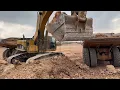 Lagu Cat 385C Excavator Loading Blasted Materials On Cat 777C \u0026 D Dumpers - Sotiriadis/Labrianidis - 4k