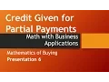Cash Discounts Credit Given for Partial Payments-Math w Business Apps Mathematics of Buying