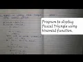 Program to display Pascal Triangle using binomial function Kavya V