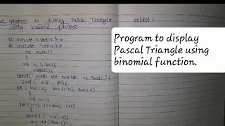 Program to display Pascal Triangle using binomial function Kavya V