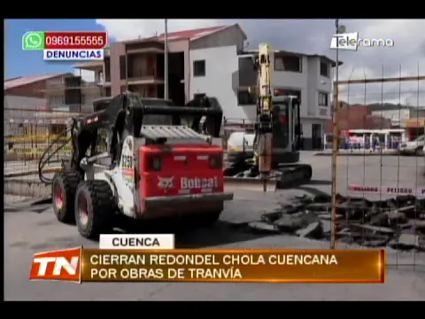 Cierran redondel Chola Cuencana por obras de tranvía