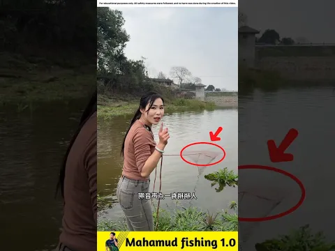 What Fish Did the Brave Girl Catch in Her Net?π#viralvideo #facts #fishinggear #fishinglife #fish