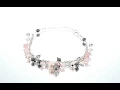Sterling Silver Bracelet with Crystals and Pearls Heart Charms SB3970 by Peora.com Jewelry