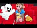 Download Lagu Monkey Baby Bon Bon goes to the movies with the duckling and swims with puppy in swimming pool