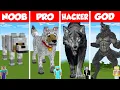 Minecraft REAL LIFE WOLF STATUE HOUSE BUILD CHALLENGE - NOOB vs PRO vs HACKER vs GOD Dog Animation
