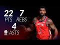 Zion Williamson 22 pts 7 rebs 4 asts vs Raptors season