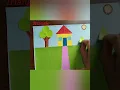 Geometric Shapes House Scenery craft with paper ArasEasyArt