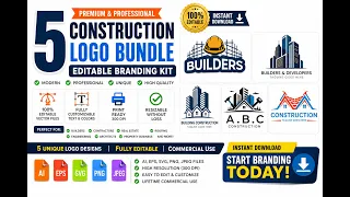 Construction Logo Design Ideas 5 Professional Logo Template for Builders Contractors Real Estate