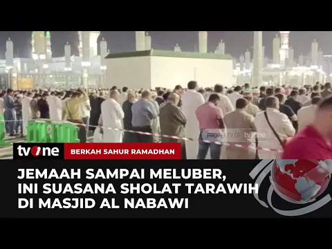Suasana Salat Tarawih Malam Pertama Ramadhan 1444 Hijriyah di Masjid Nabawi