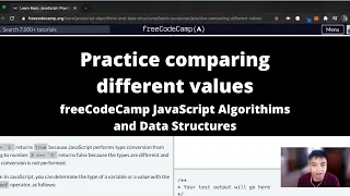 Practice comparing different values Basic JavaScript freeCodeCamp tutorial