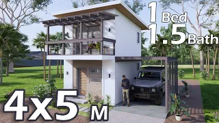 Tiny Loft House Tour 4x5M | Modern 14x17 Ft Home with Shed Roof & Balcony