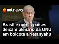 Download Lagu Brasil e outros países deixam plenário da ONU em boicote a Netanyahu com vaias; veja o vídeo