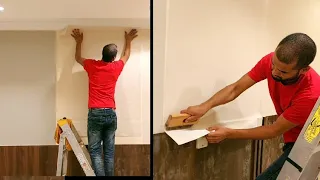 تعلم بنفسك طريقة لصق ورق الجدران فى 3 دقائق صلد للنجارة والديكور 