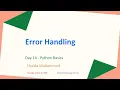 Lecture 14 Error Handling in Python Python Ramzan Free Online Course in Pashto 2025