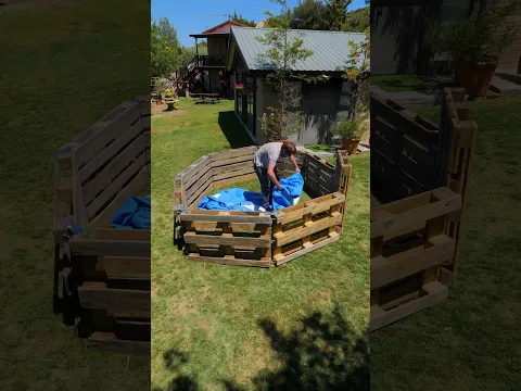 Download MP3 BACKYARD PATIO WITH POOL OUT OF WOODEN PALLETS 🥤🤽‍♂️💦🎉|| #SHORTS