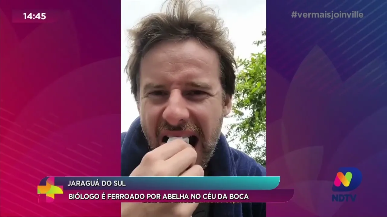 Biólogo de Jaraguá do Sul é ferroado por abelha no céu da boca