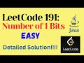 LeetCode 191 Number of 1 Bits EASY JAVA Detailed Solution