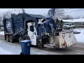 LRS First Days in North Chicago Mack LR McNeilus Meridian Curotto Can Garbage Truck in the Snow