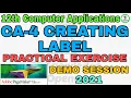 12th Computer Applications Practical Exercise 4 Creating a Label