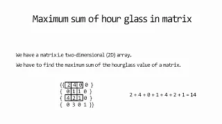 Maximum Sum of Hour Glass in Matrix