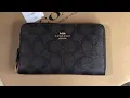 Coach Medium zip around wallet black brown color