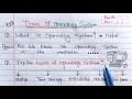 Types of Operating System Batch Real-time Distributed Network Time-sharing Operating System