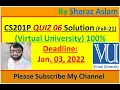 CS201P Lab 6 Quiz Virtual University 100 Introduction to Programming Practical
