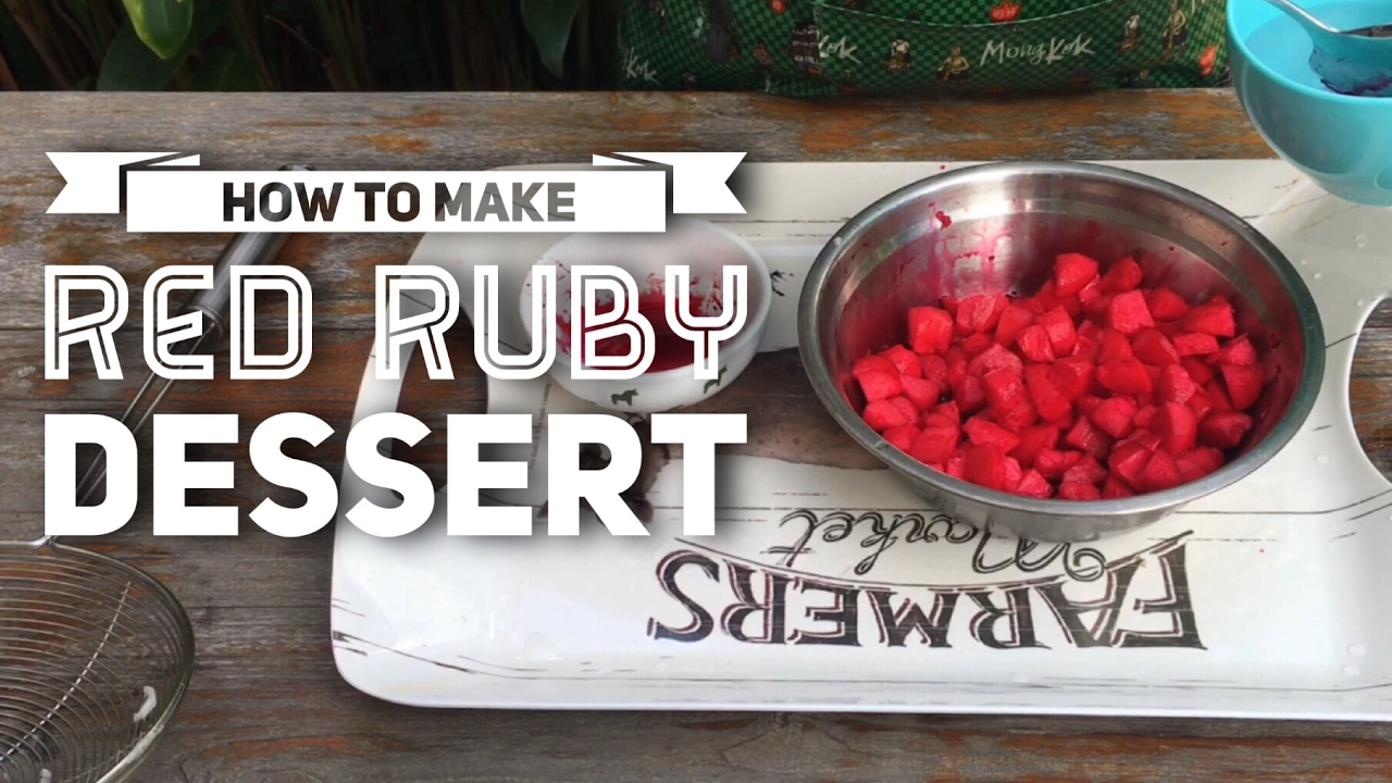 SUPER EASY: How to make Thai Red Ruby Dessert  Water Chestnut in Coconut Milk 