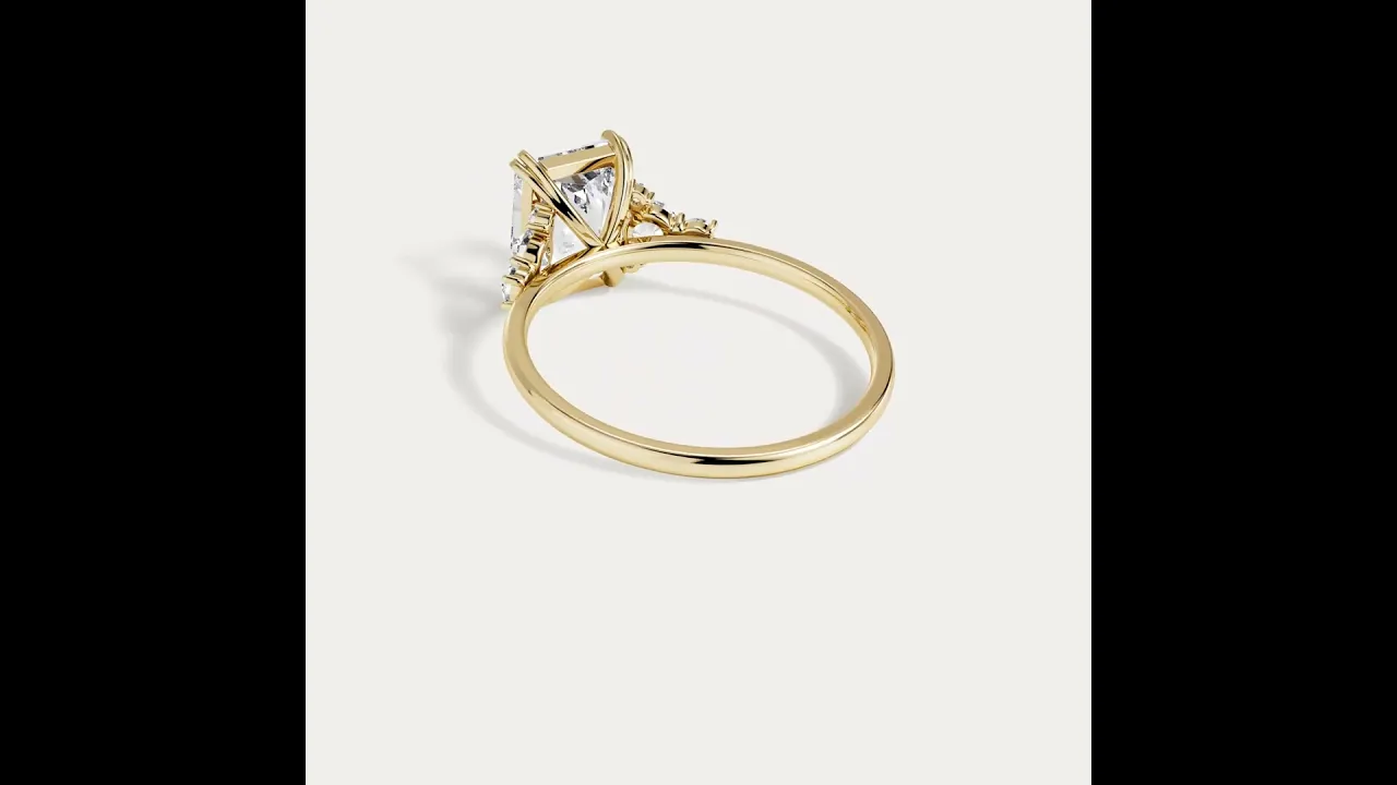 Serene丨2CT Radiant Cut Lab Diamond Side Stone Engagement Ring