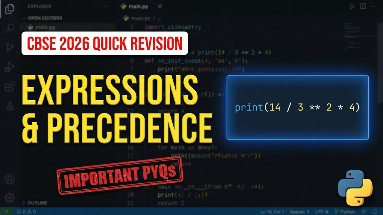 PYQs on Expressions Evaluation in Python | Precedence & Associativity Rules | Class 12th CS 2026