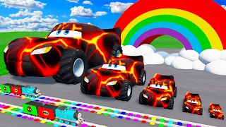 Flatbed Truck Mcqueen | Transportation with Truck - Pothole vs Car #590 - BeamNG.Drive