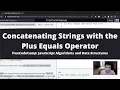 Concatenating Strings with the Plus Equals Operator Basic JavaScript freeCodeCamp tutorial