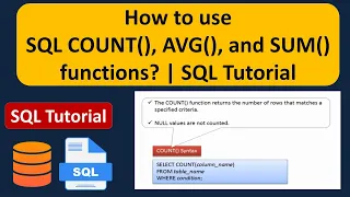 How to use SQL COUNT AVG and SUM functions SQL Tutorial For Beginners Learn SQL