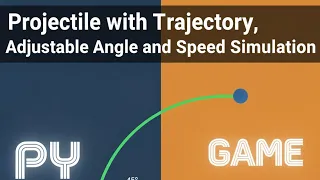 Projectile Motion with Trajectory Trail Adjustable Angle and Speed Simulation Python and Pygame