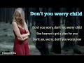 Beth - Don't You Worry Child (Lyrics) (Cover)