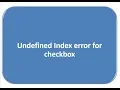 Undefined Index error for checkbox