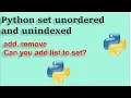 Python in Hindi 34 Set unordered and unindexed collection