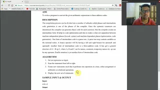 Ex 10 INTERMEDIATE CODE GENERATION