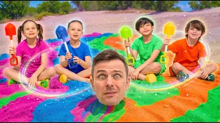 Sable cinétique et chasse au trésor ! Un défi mystère avec les enfants 🌈🏖️