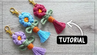 Llavero de macrame: Flor 🌸 Patrón paso a paso para principiantes | DIY Tutorial macrame 364