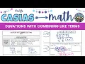 Solving Equations with Like Terms 8th Grade Math Pre-Algebra