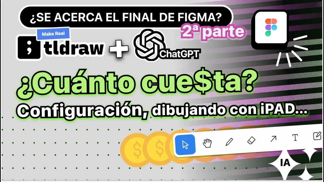 ???? Parte 2 - ¿El fin de Figma? Cuánto cue$ta tldraw + ChatGPT. Configuración, dibujando con iPAD. IA