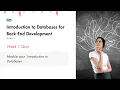 Module quiz Introduction to Databases Quiz Answers
