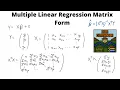 Matrix Form Multiple Linear Regression MLR