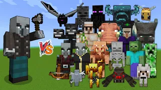 vindicator vs every mob in minecraft java edition minecraft 1 19 vindicator vs all mobs