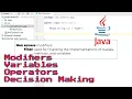 Java Tutorial 3 - Modifiers Variables Operators and Decision Making Explained