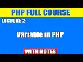 PHP Variable in PHP Lecture 2